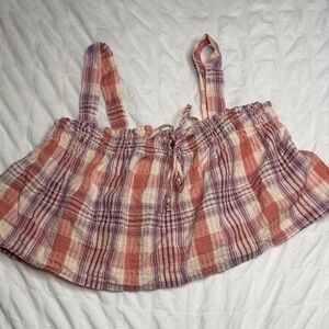 American Eagle Outfitters Plaid Crop Top - Pink and Cream